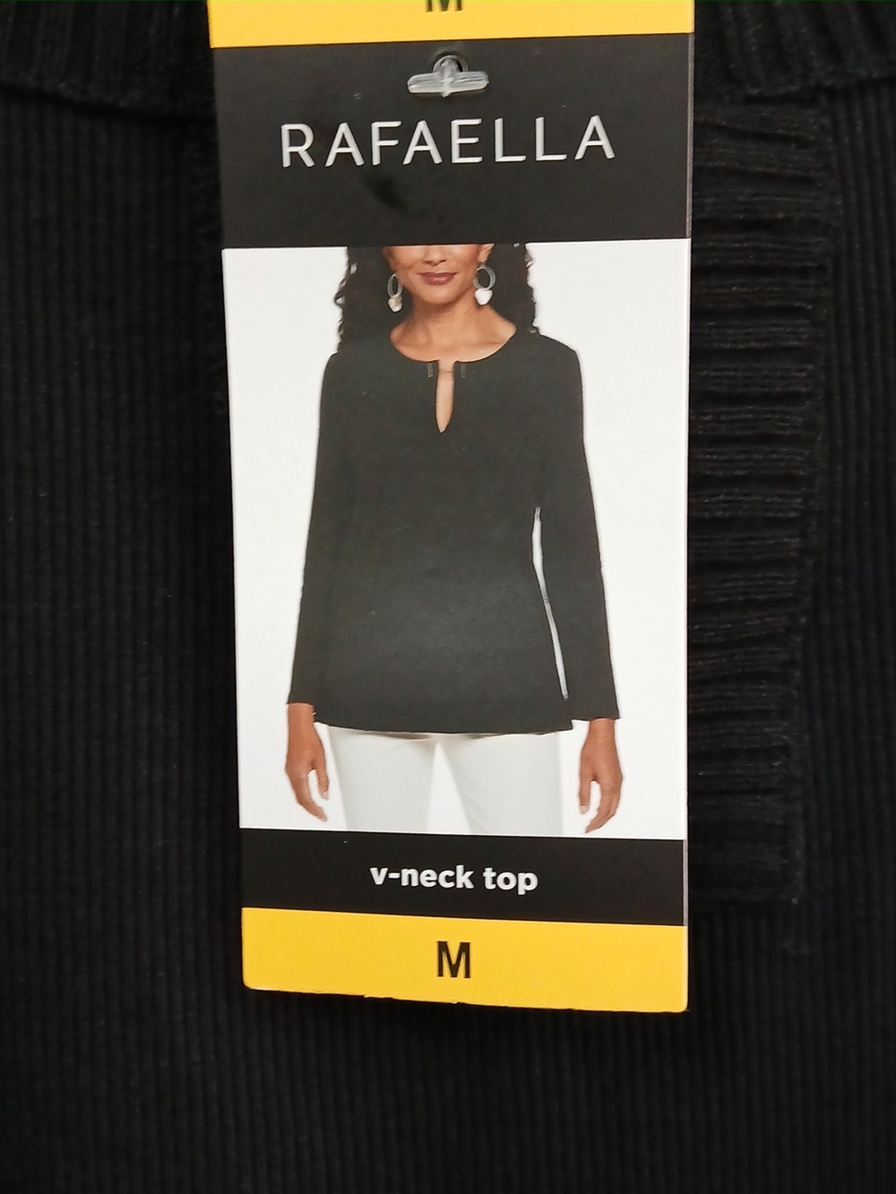 NWT RAFAELLA V Neck Ribbed Black Sweater Size Medium - Picture 4 of 7